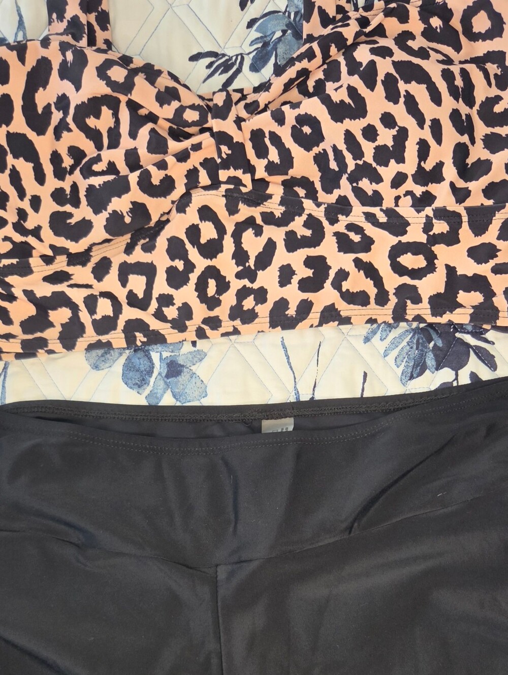 NWOT Micas Leopard Print Tankini Set Large High Waist Ruched Swim Shorts - Picture 3 of 4